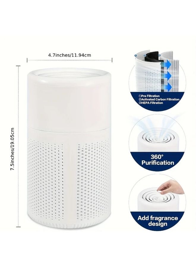 منقي الهواء الأبيض HEPA للمنزل والمكتب وغرفة النوم يزيل الغبار وحبوب اللقاح ووبر الحيوانات الأليفة والروائح - Image 3